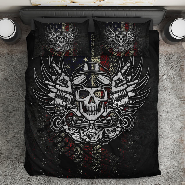 Awesome Skull Motorbike Bedding Set AM072060-LAM-LAM-US Twin-Vibe Cosy™