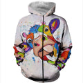 3D All Over Printed Oil Painting Cow Shirts and Shorts-Apparel-HP Arts-ZIPPED HOODIE-S-Vibe Cosy™