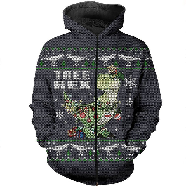 3D All Over Printed Dinosaurs Christmas Shirts And Shorts-3D All Over Printed Clothes-HP Arts-Zipped Hoodie-XS-Vibe Cosy™