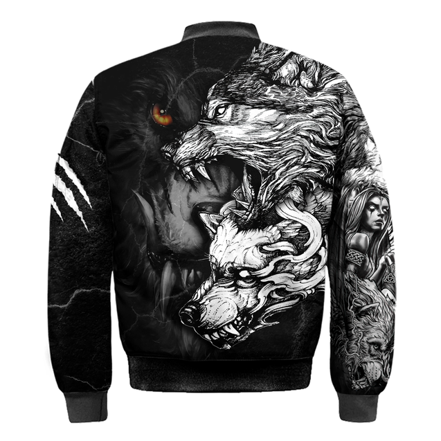 Wolf Tattoo Over Printed Shirt For Men and Women