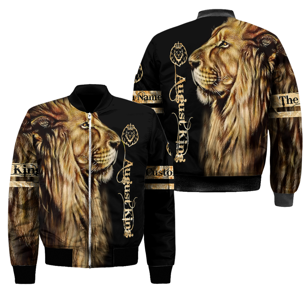 Custom Name August King Lion 3D All Over Printed Unisex Shirt