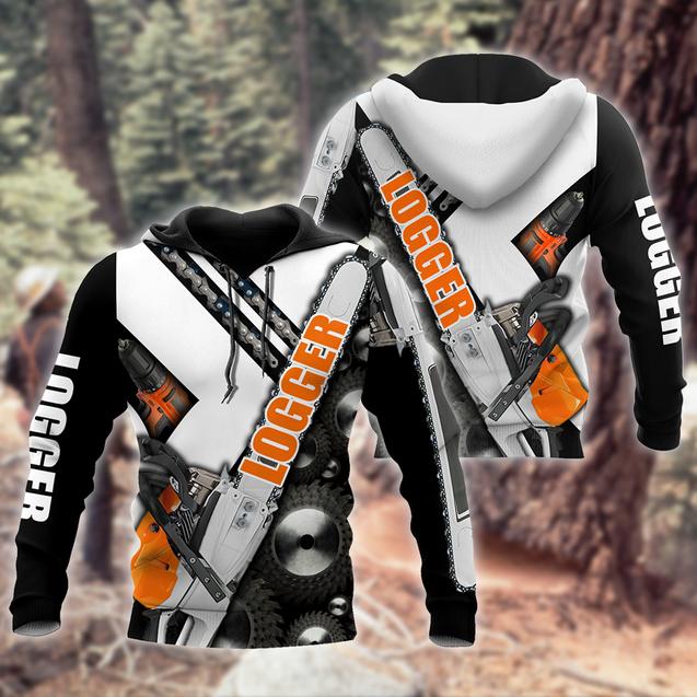 Logger Man Black and White 3D Unisex Hoodie Logger VP12112001XT