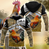 Rooster 3D All Over Printed Unisex Deluxe Hoodie ML