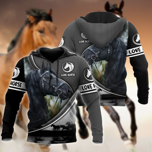 Beautiful Friesian Horse 3D All Over Printed Hoodie For Men And Women VP19112002