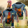 Rooster 3D All Over Printed Unisex Deluxe Hoodie ML