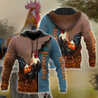 Rooster 3D All Over Printed Unisex Deluxe Hoodie ML