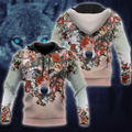 Wolf Floral 3D All Over Printed Unisex Deluxe Hoodie ML