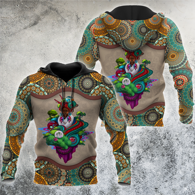 African Girl Pattern Unisex Deluxe Hoodie ML