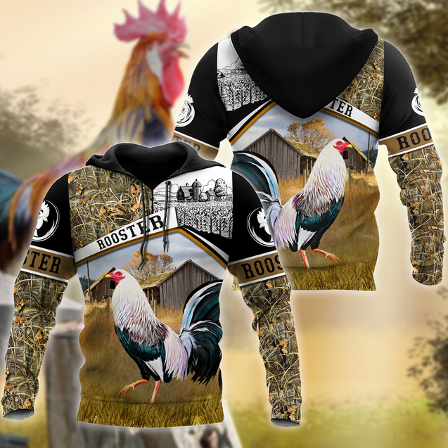 Rooster 3D All Over Printed Unisex Deluxe Hoodie ML