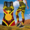 Aboriginal Indigenous Flag With Footprint Hand Art Legging + Hollow Tank Combo