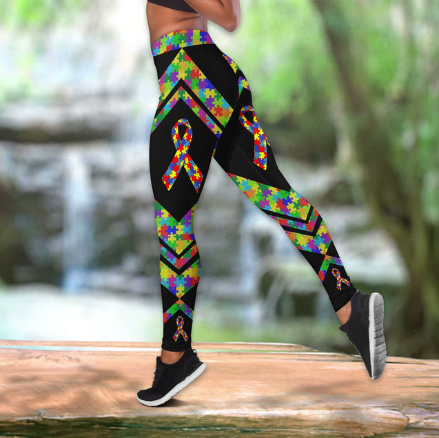 Autism it's ok to be different legging + hollow tank combo HAC110502-Apparel-HG-S-No tank-Vibe Cosy™