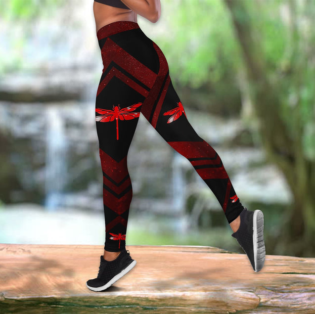 Red dragonfly legging + hollow tankt combo HAC150404-Apparel-HG-S-No tank-Vibe Cosy™