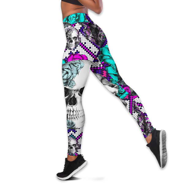 Love Skull tanktop & legging outfit for women Pi130502 - Amaze Style™-Apparel