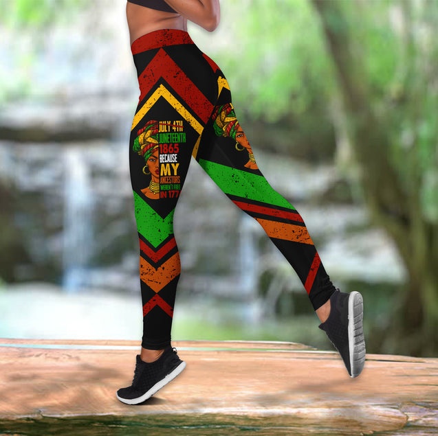 Woman juneteenth day leggings + hollow tank combo HAC110603-Apparel-HG-S-No tank-Vibe Cosy™