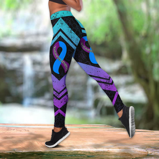 Rheumatoid arthritis awareness ribbon legging + hollow tank combo HAC270401-Apparel-HG-S-No tank-Vibe Cosy™