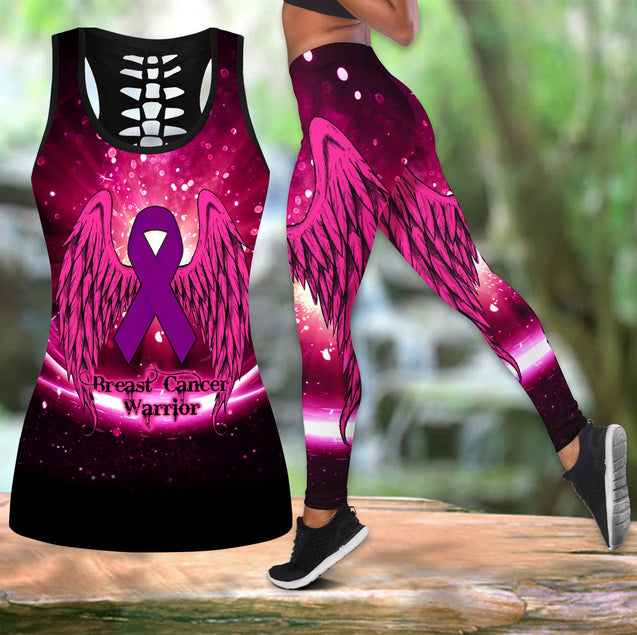 Breast cancer warrior ribbon legging + hollow tank combo HAC220404-Apparel-HG-S-S-Vibe Cosy™