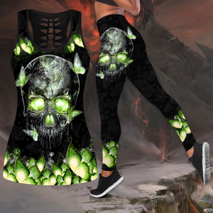 Love Butterfly Skull and Tattoos tanktop & legging outfit for women QB06152001-Apparel-PL8386-S-S-Vibe Cosy™