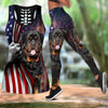 Rottweiler black tattoos legging + hollow tank combo HAC030802S1