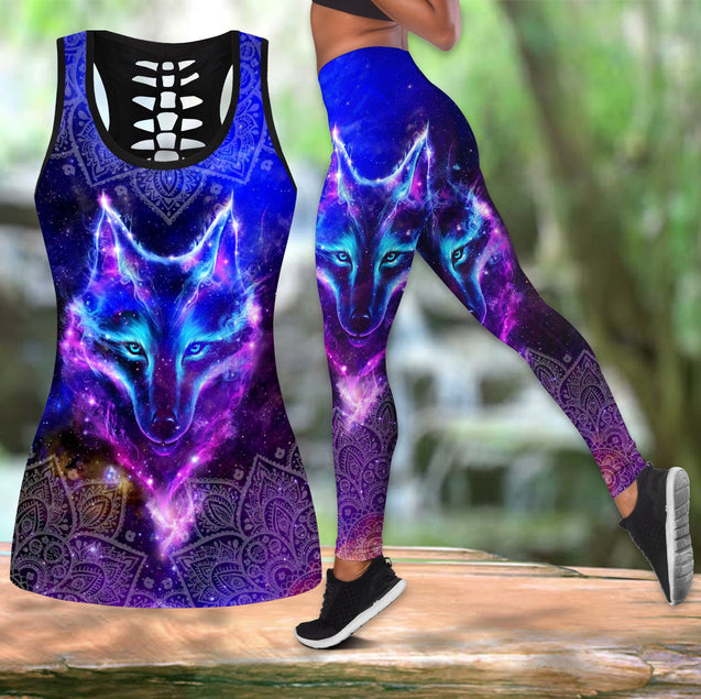 Wolf purple legging + hollow tank combo HAC260407 - Amaze Style™-Apparel