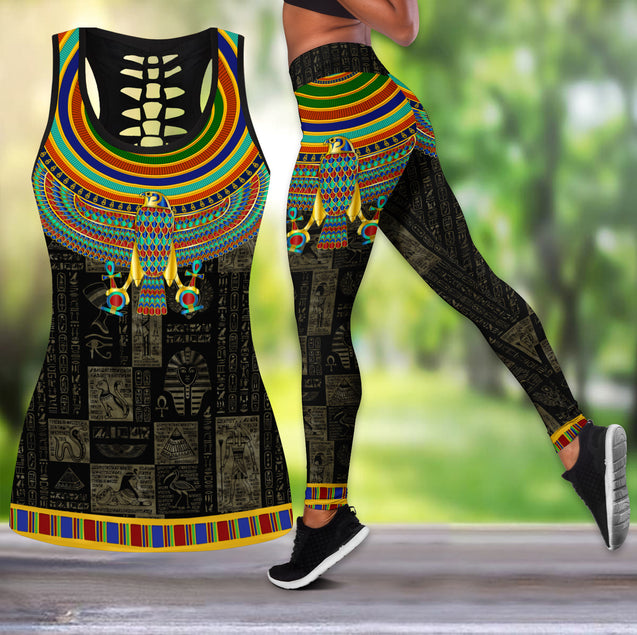 Eagle God Tattoos Legging + Hollow tank combo for women