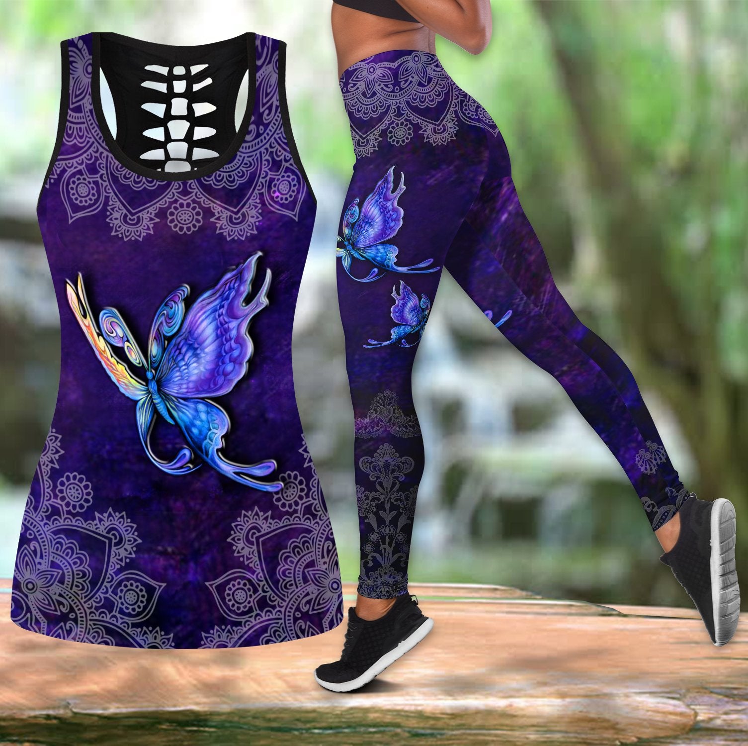 Butterfly legging + hollow tanktop combo HAC270301-Apparel-HG-S-S-Vibe Cosy™