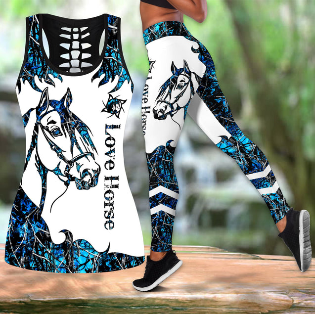 Love Horse Blue Tatoo Combo Tank + Legging Pi31072003S1