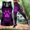 Purple girl loves dogs tattoos legging + hollow tank combo HAC100906S