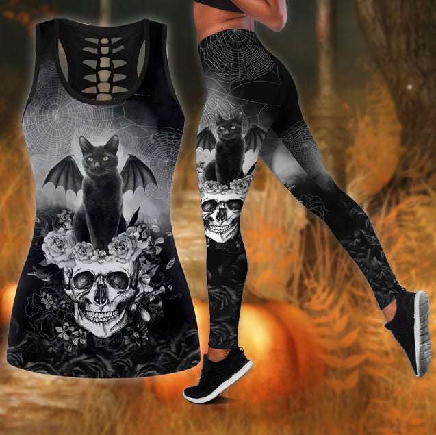 Black cat Skull Tank Top + Legging TR2008201