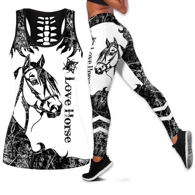 Love Horse Black Tatoo Combo Tank + Legging Pi31072003S2