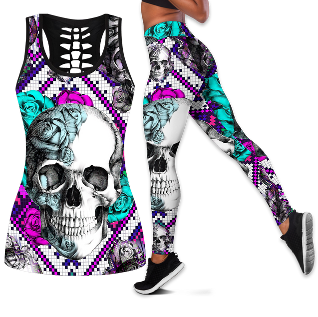 Love Skull tanktop & legging outfit for women Pi130502 - Amaze Style™-Apparel