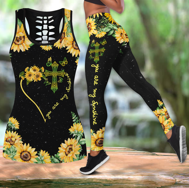 Sunflower And Cross Jesus Combo Tank + Legging JJW13082003