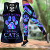 Girl loves cats tattoos legging + hollow tank combo HAC150901