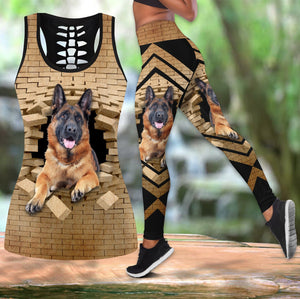 German shepherd tattoos legging + hollow tank combo HAC040802S