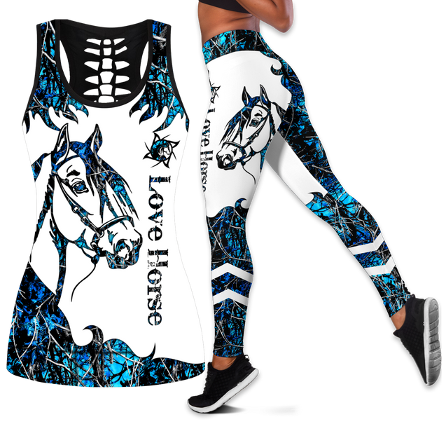 Love Horse Blue Tatoo Combo Tank + Legging Pi31072003S1