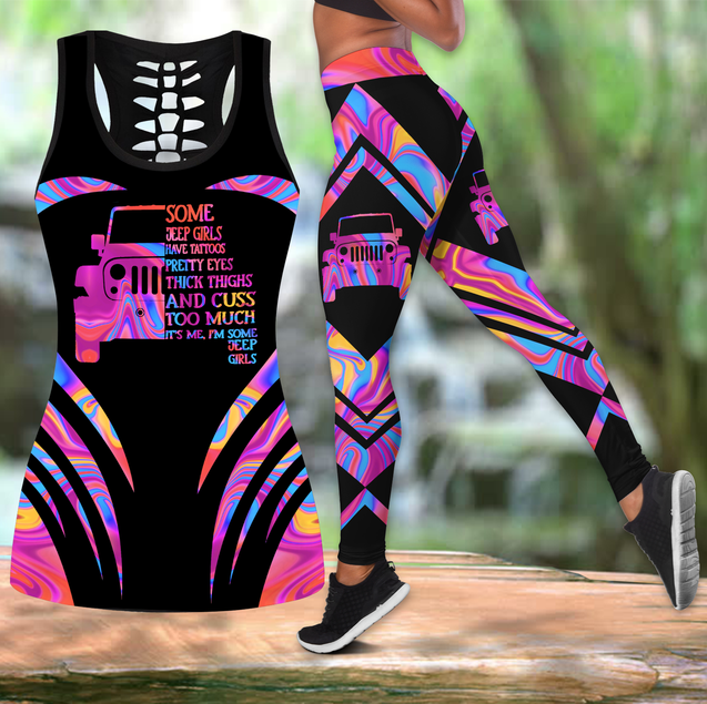 Colorful Jeep girl leggings + hollow tank combo HAC160604S4-Apparel-HG-S-S-Vibe Cosy™