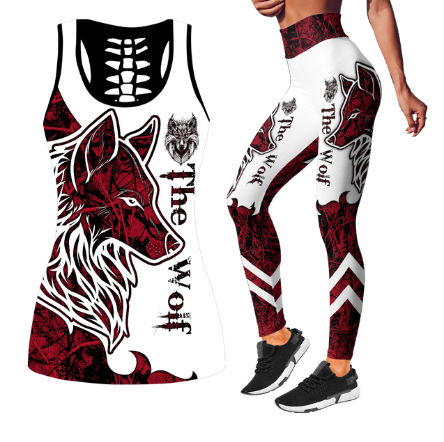 Wolf Tattoo Art Combo Tank + Legging Pi230401S-Apparel-NM-S-S-Vibe Cosy™