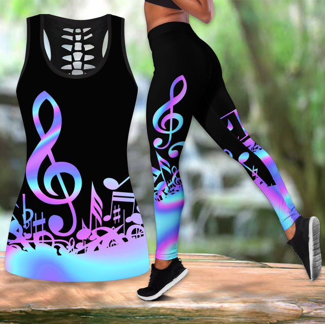 Purple Music Notes Combo Tank + Legging-Apparel-HP Arts-S-S-Vibe Cosy™