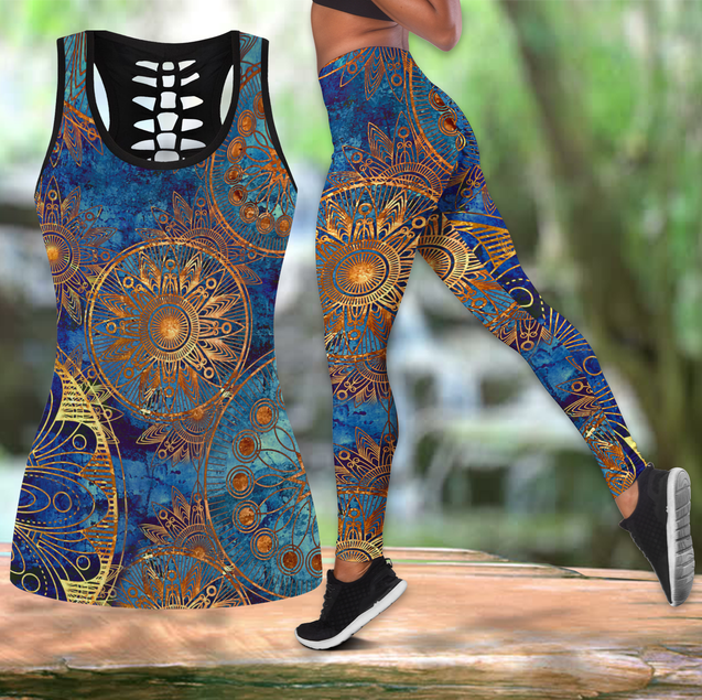 Fractal Mandala Combo Tank + Legging-Apparel-TA-S-S-Vibe Cosy™