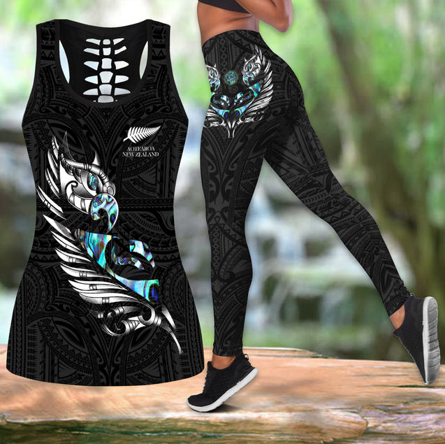 New zealand paua fern wing manaia tank top & leggings outfit for women-Apparel-PL8386-S-S-Vibe Cosy™