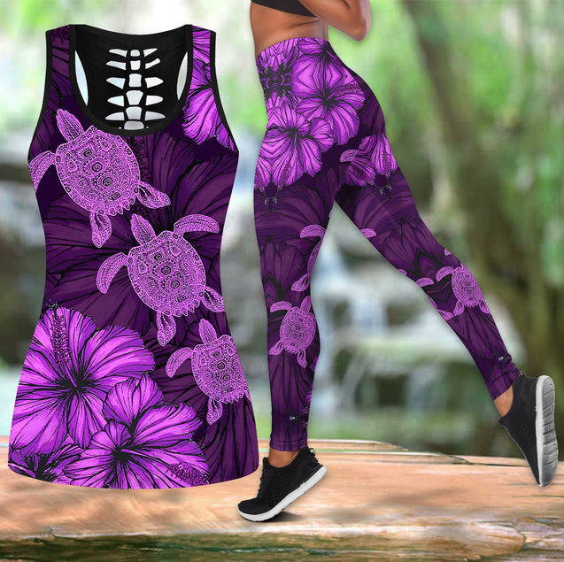 Purple turtle legging + hollow tank combo HAC170404S1-Apparel-HG-S-S-Vibe Cosy™