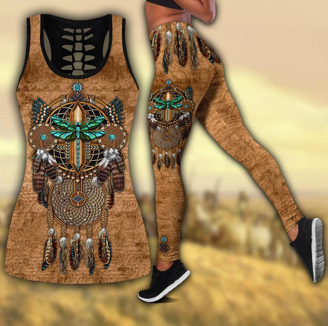 Native American Dragonfly And Dreamcatcher Yoga Outfit For Women-MEI