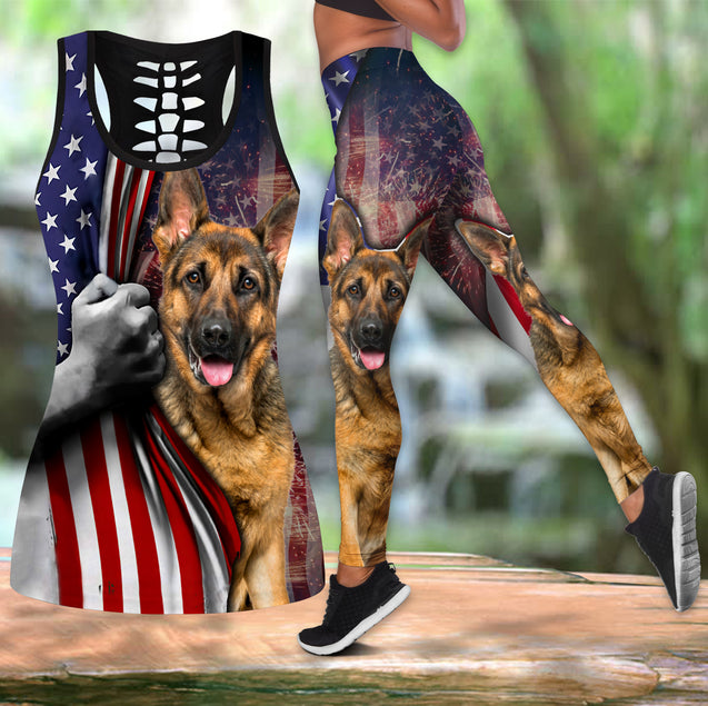 German shepherd tattoos legging + hollow tank combo HAC030802