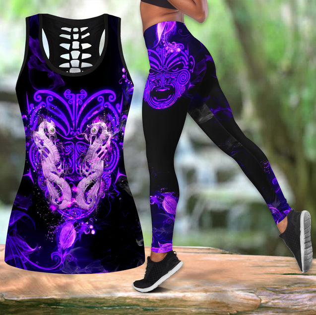 Maori moko manaia new zealand tank top & leggings outfit for women MH0407201-Apparel-PL8386-S-S-Vibe Cosy™