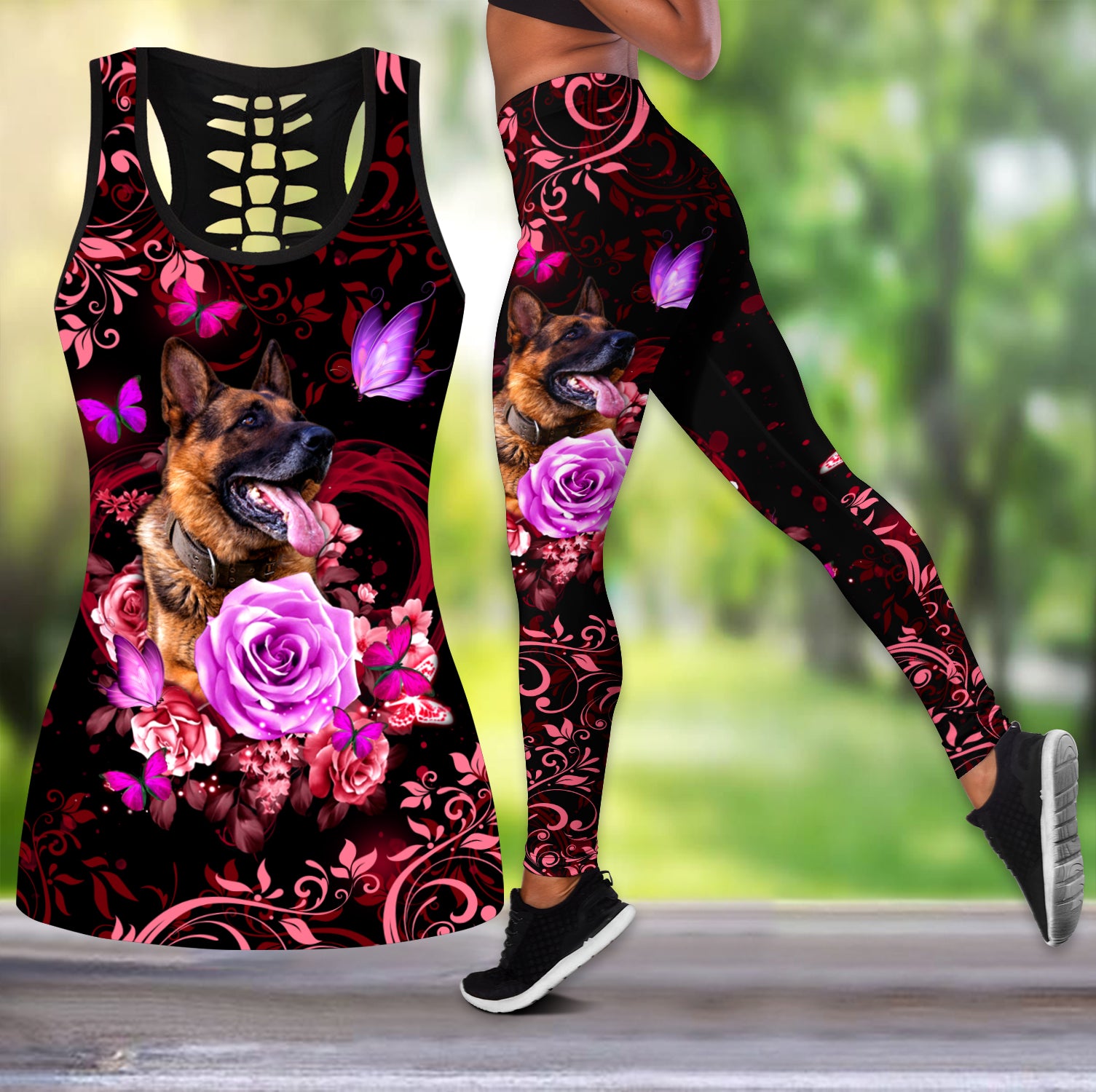 German Shepherd Red Butterfly Combo Tank + Legging Pi10092004S