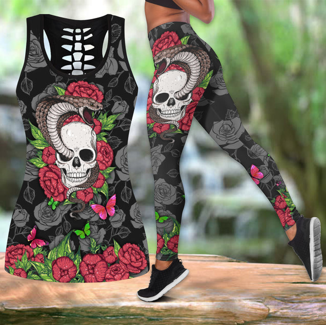 Butterfly Love Skull and Tattoos tanktop & legging outfit for women QB05312003-Apparel-PL8386-S-S-Vibe Cosy™