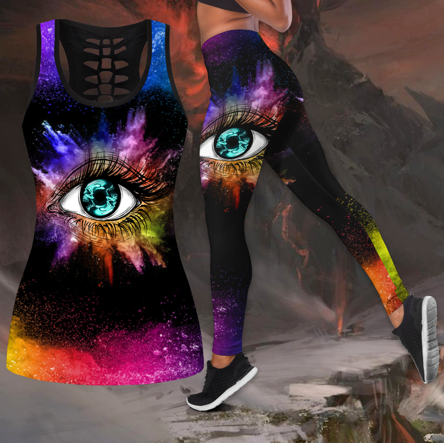 Sexy Eyes Love Skull tanktop & legging camo hunting outfit for women-Apparel-PL8386-S-S-Vibe Cosy™