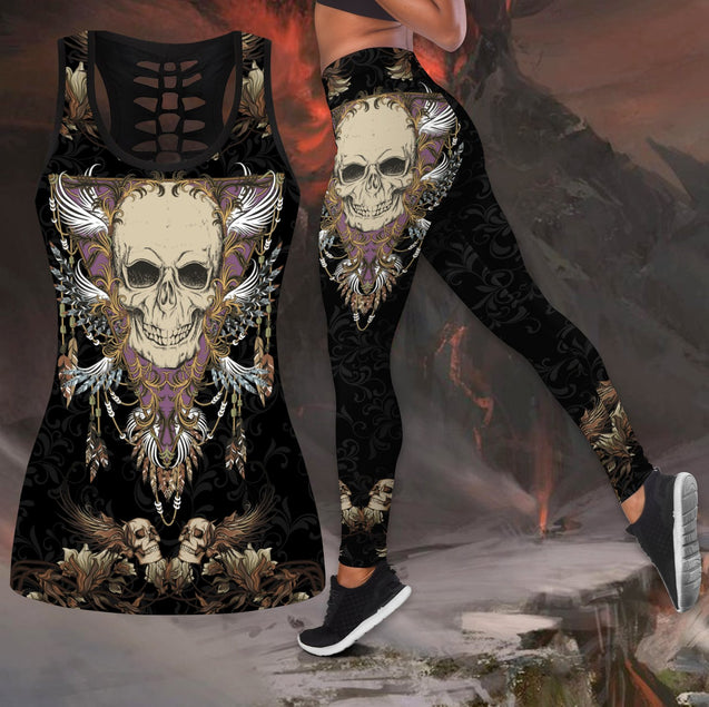 Love Skull 3D all over printed tanktop & legging outfit for women QB06102003-Apparel-PL8386-S-S-Vibe Cosy™