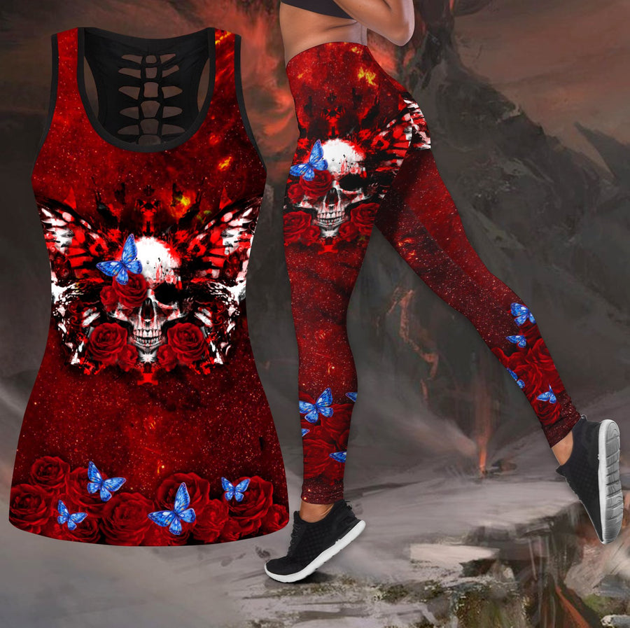 Love Skull 3d all over printed tanktop & legging outfit for women QB05312002-Apparel-PL8386-S-S-Vibe Cosy™