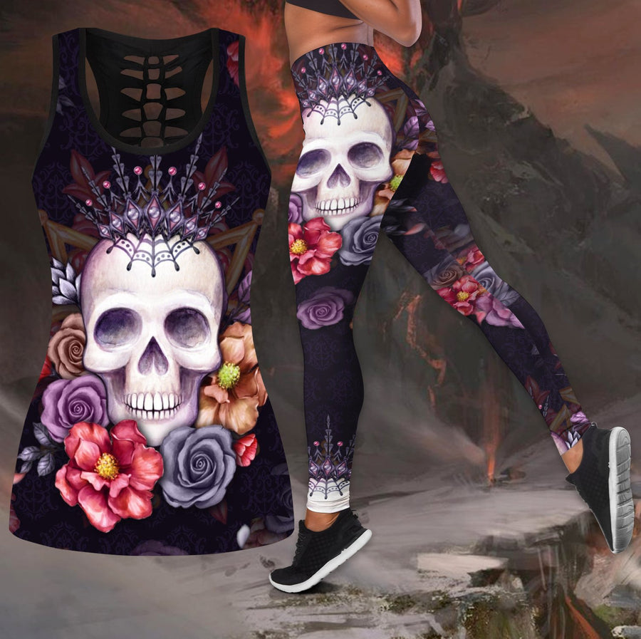 Flower love sugar skull tanktop & legging camo hunting outfit for women QB06172004-Apparel-PL8386-S-S-Vibe Cosy™