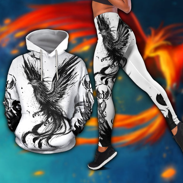 Beautiful Phoenix Tattoo Combo Hoodie And Legging Outfit For Women AM102005